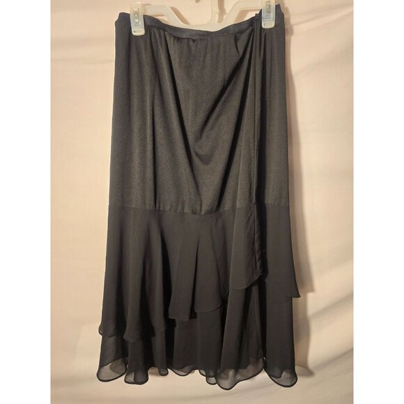 Jeanne Alexander Black Sheer Layed Skirt Maxi Long Womens Goth Large l - Picture 2 of 2